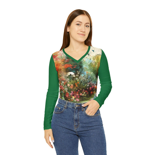 Magical Garden - Women's Long Sleeve V-neck Shirt