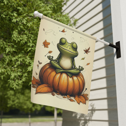 Porch or Yard Flag / Garden Banner - Zen Autumn Frog