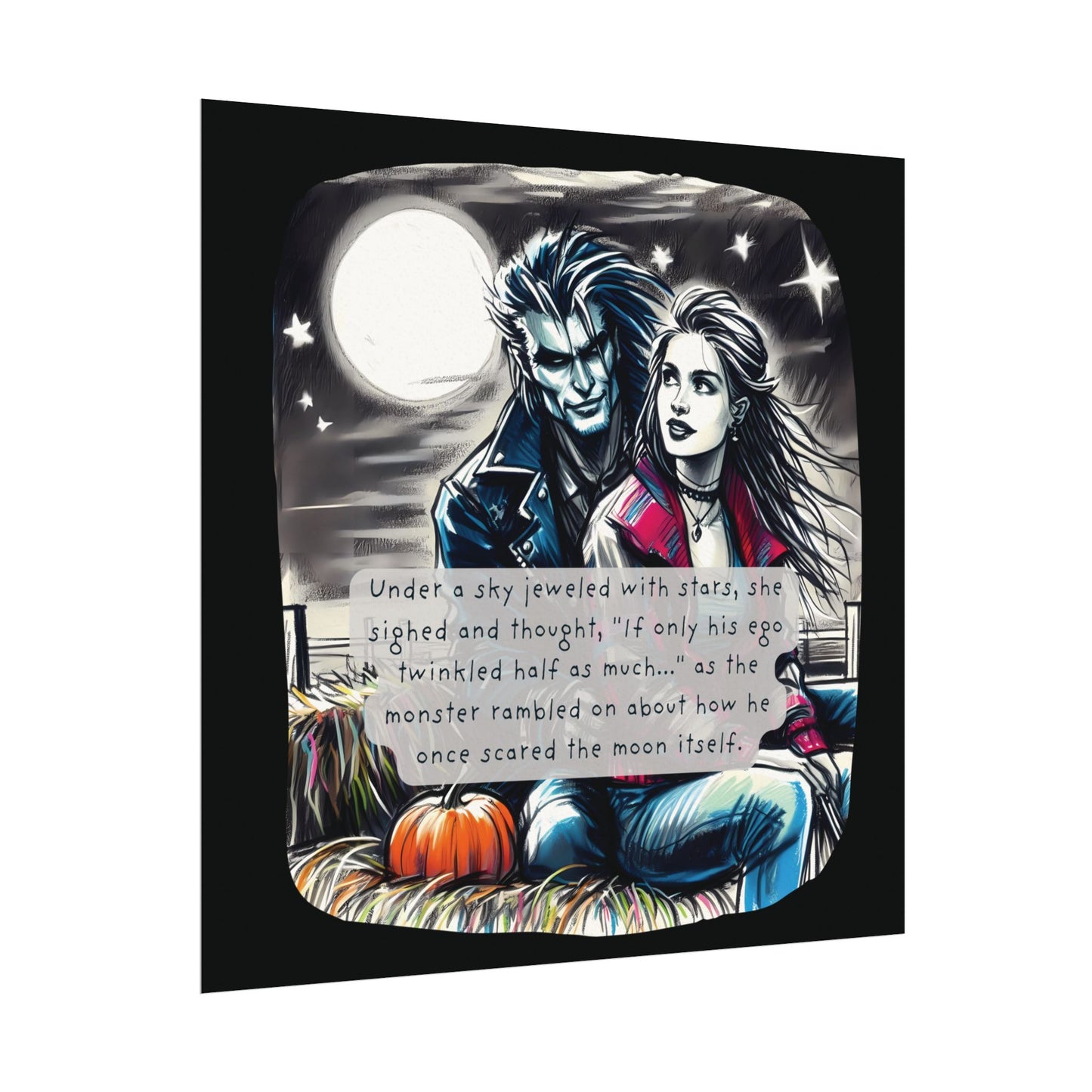 Midnight Harvest Hayride (Beautiful Monsters Collection) - Textured Watercolor Matte Poster