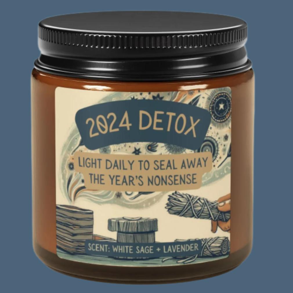 2024 Detox Candle - Burn Away Negativity for a Fresh Start in 2025 - Sage & Lavender Scented - Cheeky Candle Ideal for Gifting