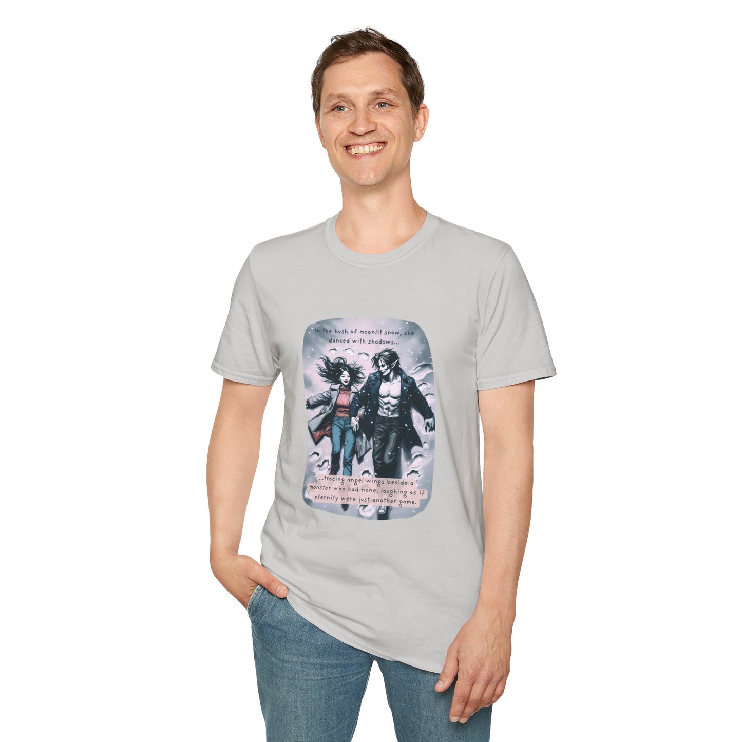 Snow Angels and Shadows (Beautiful Monsters Collection) - Unisex Softstyle T-Shirt, Multiple Colors Available