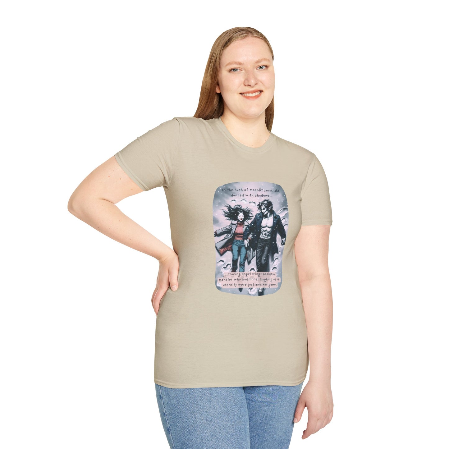 Snow Angels and Shadows (Beautiful Monsters Collection) - Unisex Softstyle T-Shirt, Multiple Colors Available