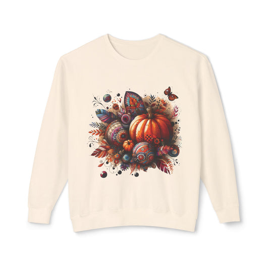 Lightweight Autumn Crewneck Sweatshirt - Boho Pumpkins