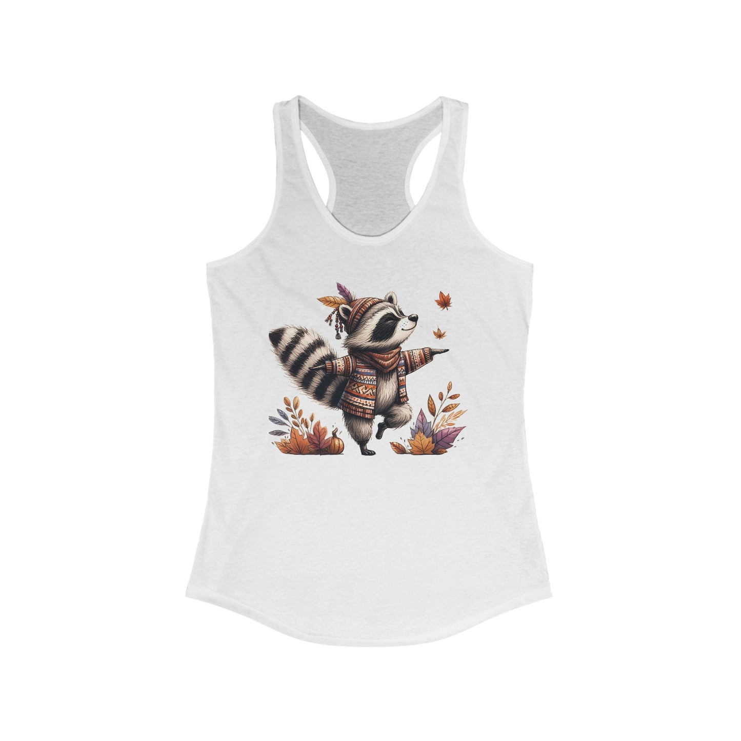 Women's Racerback Tank - Autumn Zen Racoon