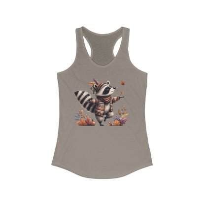 Women's Racerback Tank - Autumn Zen Racoon