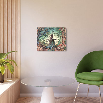 Metal Wall Art - Surreal Forest Goddess Silhouette with Colorful Windy Roots