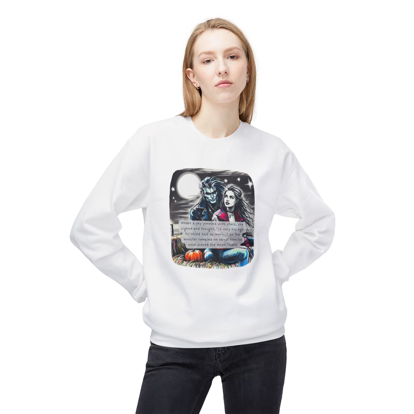 Midnight Harvest Hayride (Beautiful Monsters Collection) - Unisex Midweight Softstyle Fleece Crewneck Sweatshirt, Multiple Colors Available