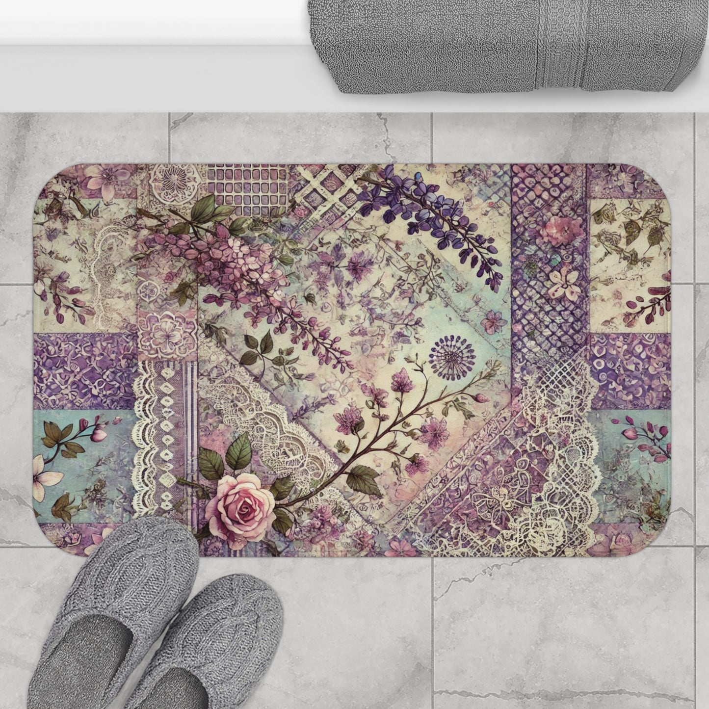 Bath Mat - Romantic Wisteria and Lace