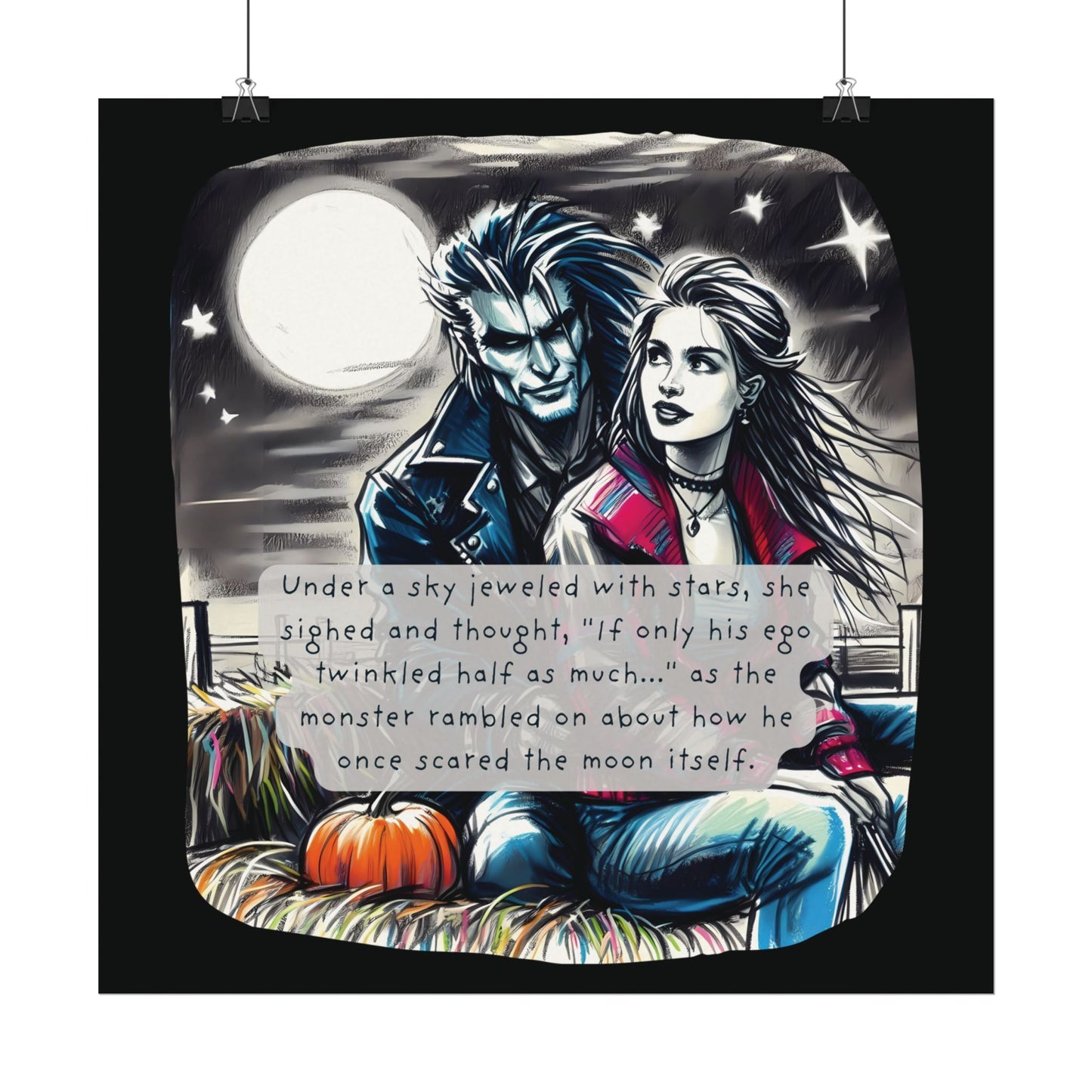 Midnight Harvest Hayride (Beautiful Monsters Collection) - Textured Watercolor Matte Poster