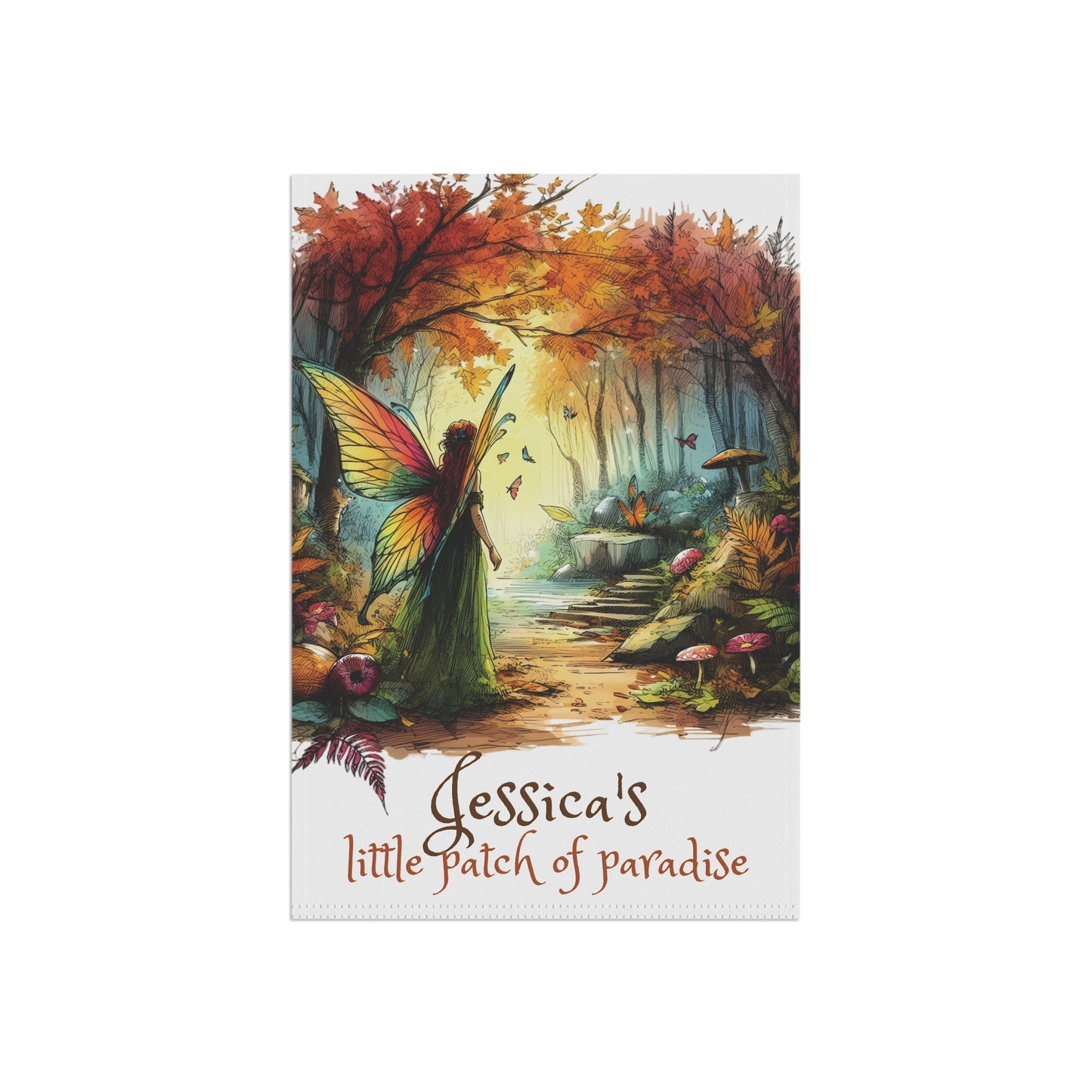 Customizable Garden Flag - Autumn Fairy's Little Paradise