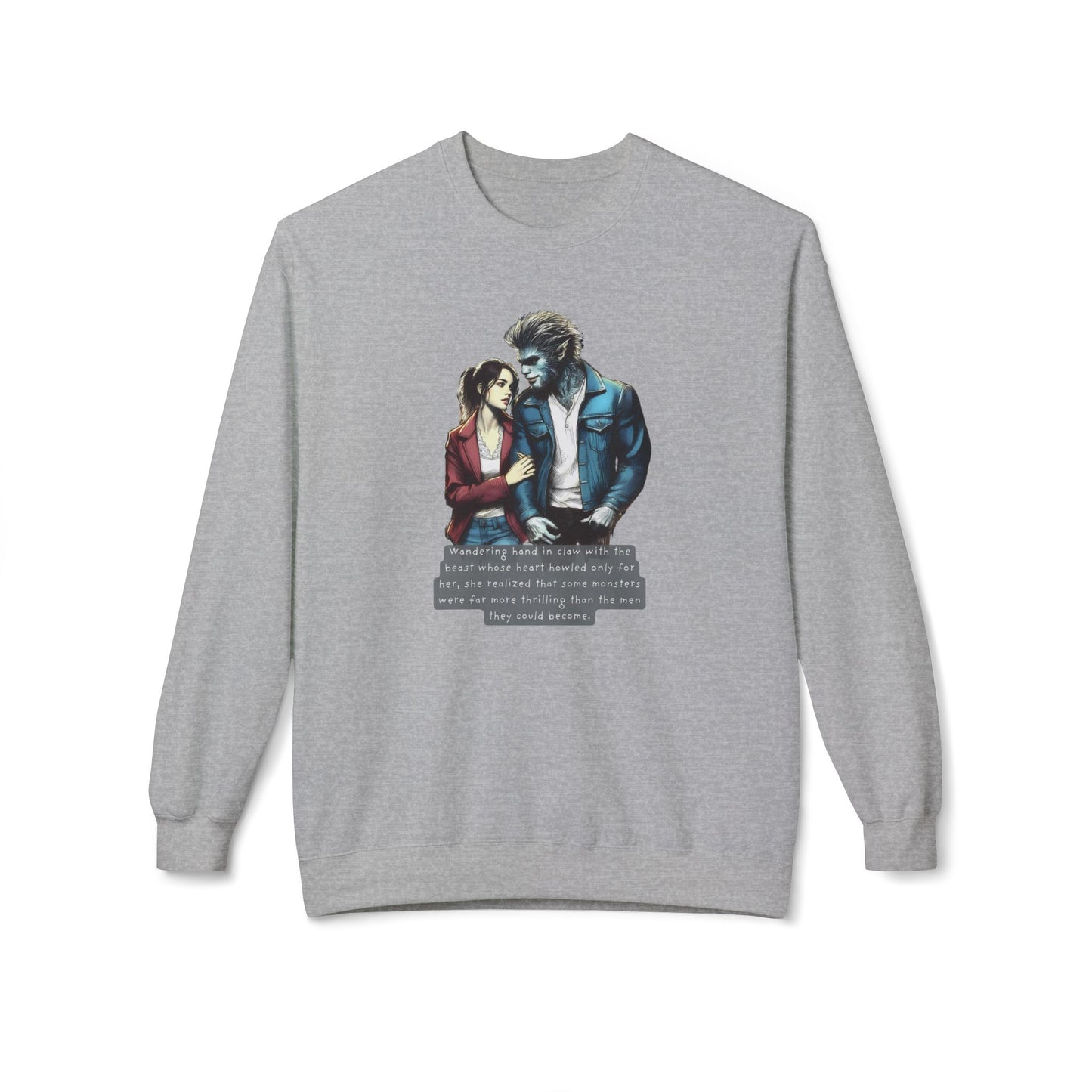 Stroll with a Teenage Werewolf (Beautiful Monsters Collection) - Unisex Midweight Softstyle Fleece Crewneck Sweatshirt, Multiple Colors Available