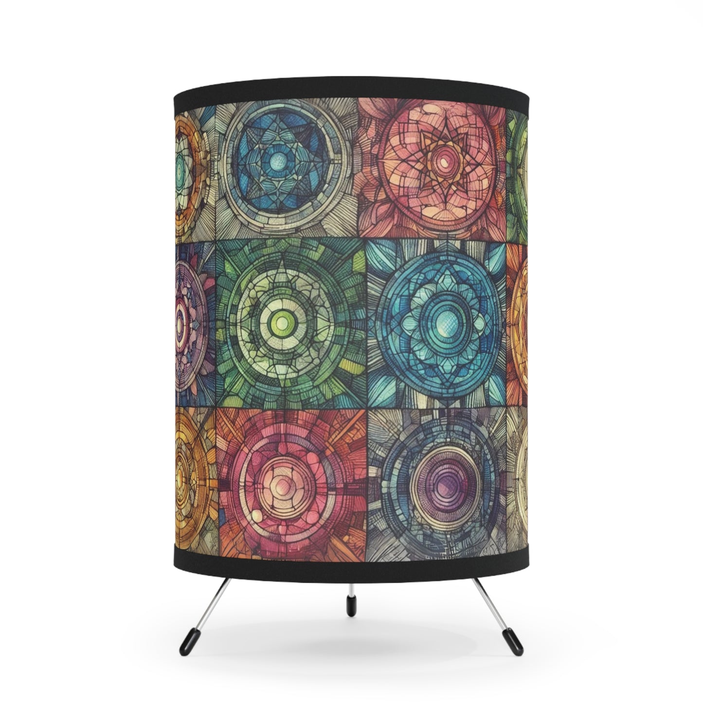 Tripod Table Lamp - Chakra Rainbow Patchwork