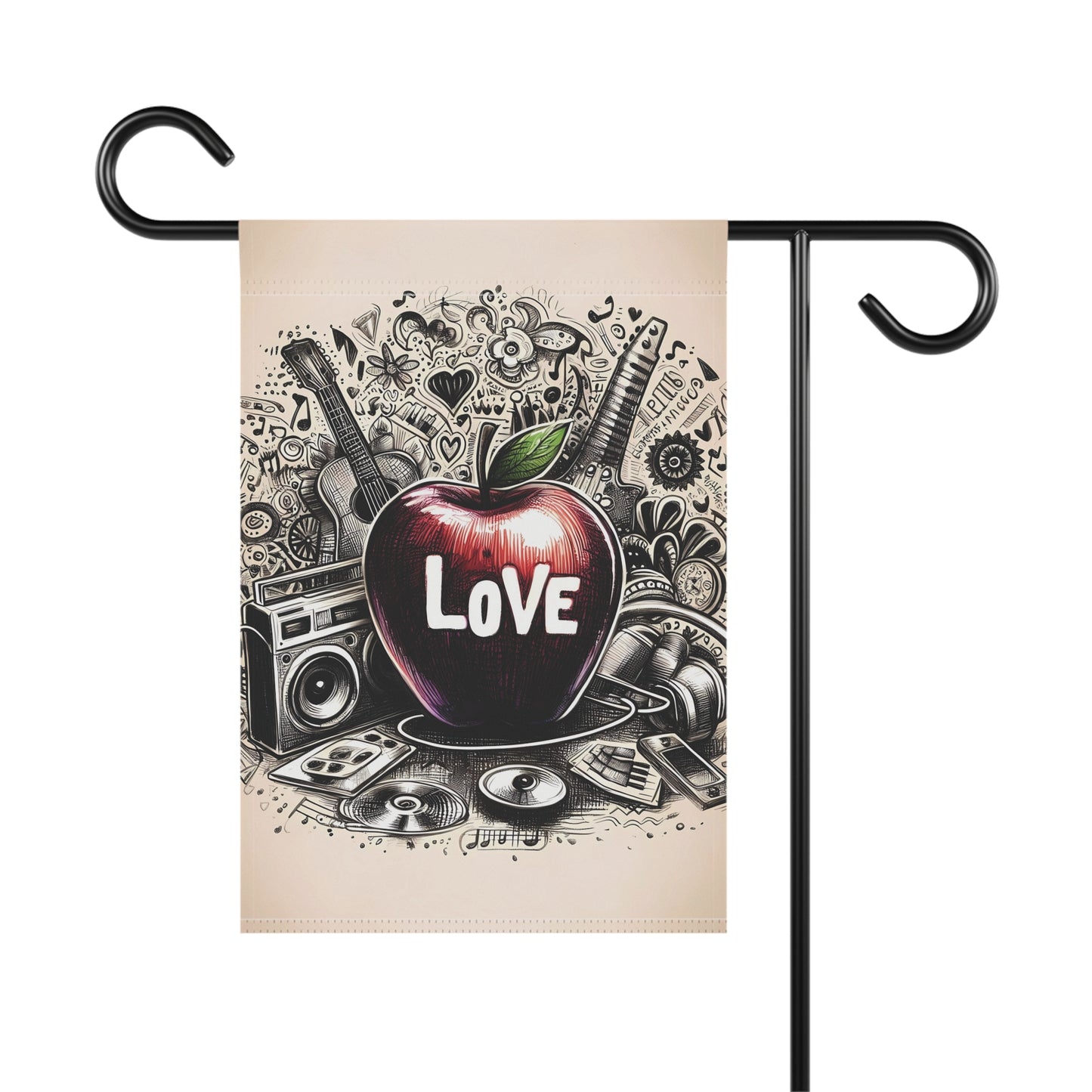 Porch or Yard Flag / Garden Banner - "Love Is All You Need" Apple