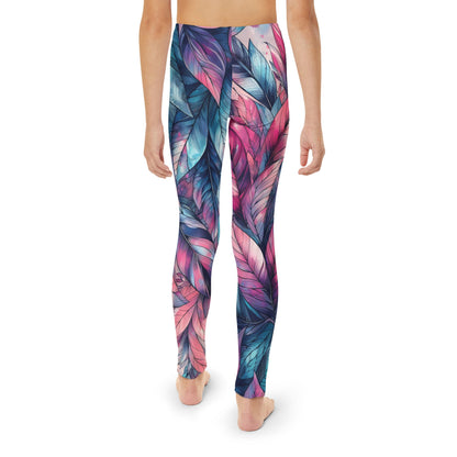 Toddler and Youth Fall Leggings: Bold Pink, Blue, and Purple Leaves, 18mo-12y