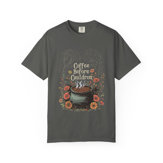 Coffee Before Cauldron T-Shirt, Witchy Coffee Shirt, Comfort Colors Halloween Tee, Spooky Season Shirt, Dark Forest Cozy Witch Aesthetic
