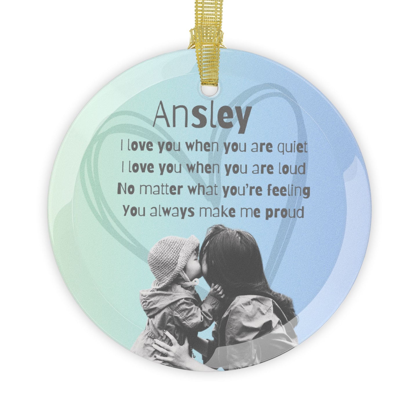 Personalized Glass Ornament with Custom Photo for Child - Unconditional Love