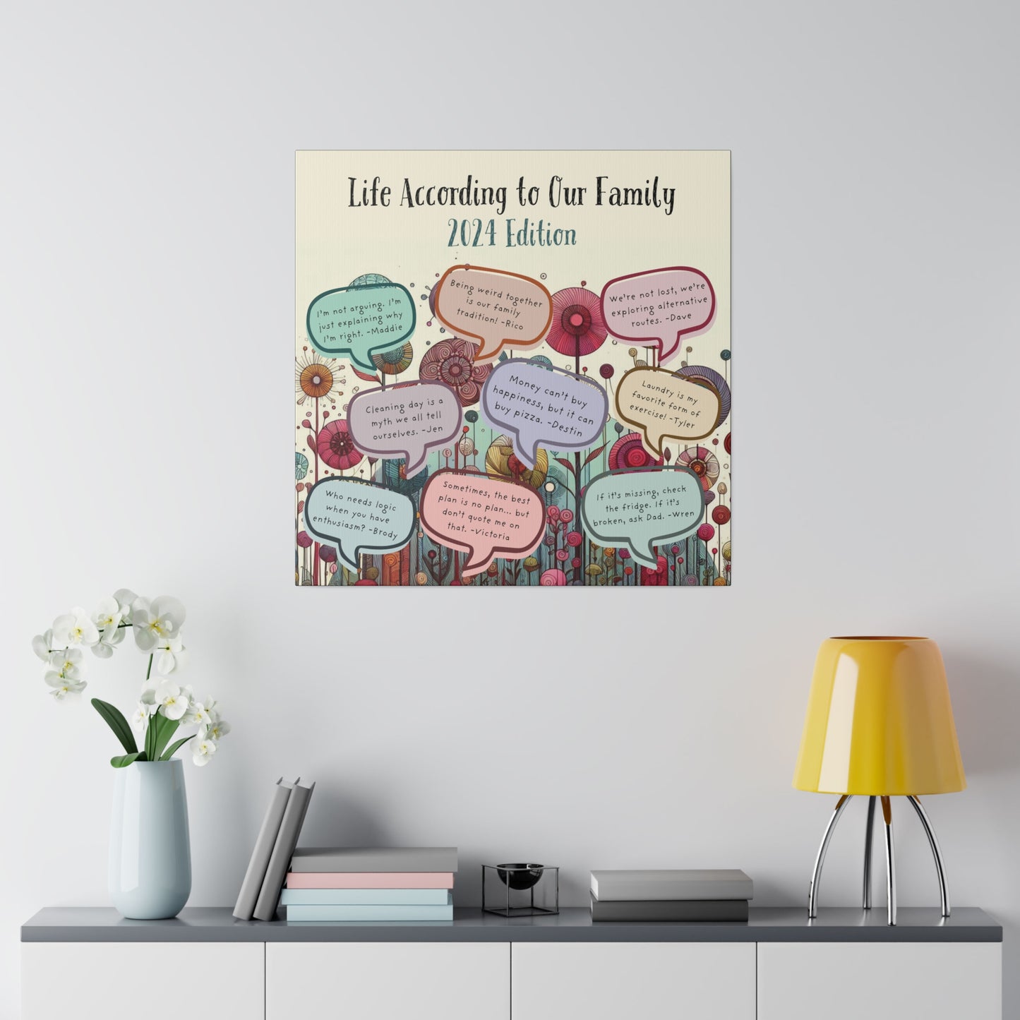 Personalized Family Quote Collage Canvas - 2024 Memories & Funny Quotes, Custom Wall Art for Home Decor