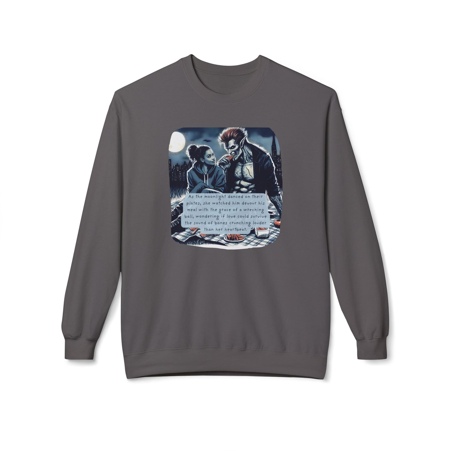 Midnight Picnic: A Love Story (Beautiful Monsters Collection) - Unisex Midweight Softstyle Fleece Crewneck Sweatshirt, Multiple Colors Available