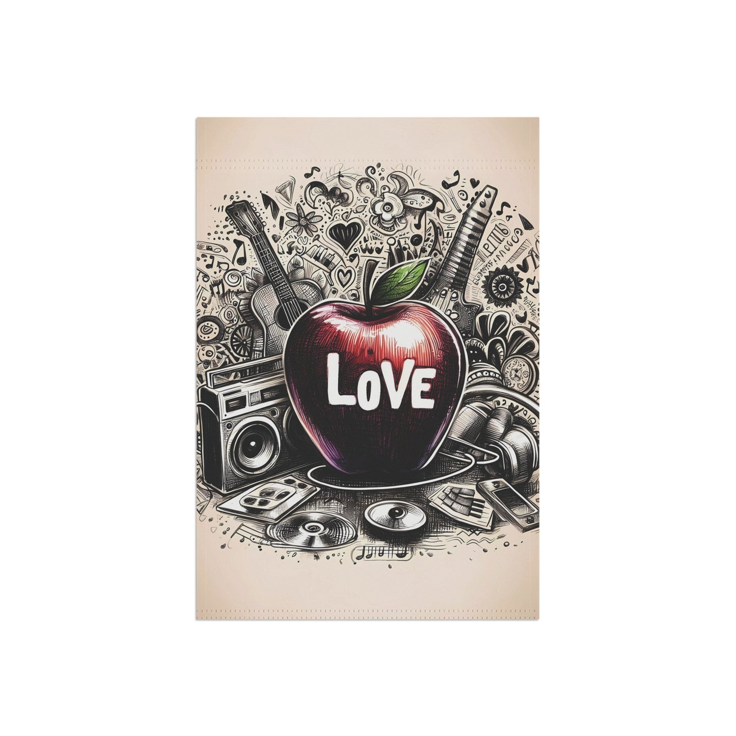 Porch or Yard Flag / Garden Banner - "Love Is All You Need" Apple