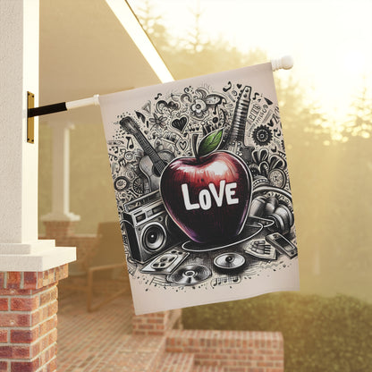 Porch or Yard Flag / Garden Banner - "Love Is All You Need" Apple