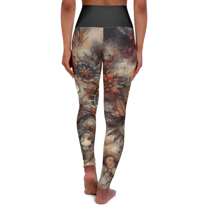 High Waisted Fall Yoga Leggings - Autumn Celestial Magic, XS-2XL