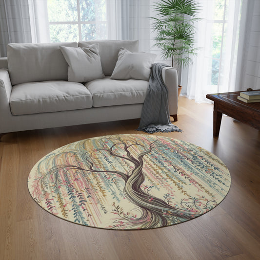 Round 60" x 60" Rug - Magical Pastel Weeping Willow