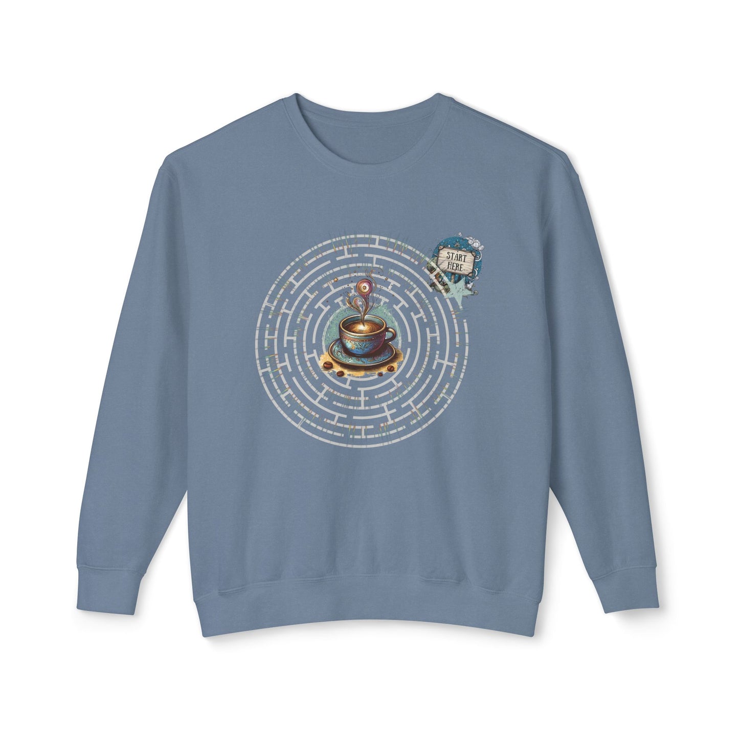 Coffee Quest Maze Sweatshirt - Whimsical Path to Your Daily Brew