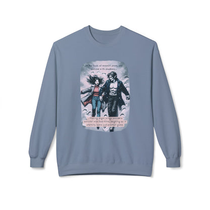 Snow Angels and Shadows (Beautiful Monsters Collection) - Unisex Midweight Softstyle Fleece Crewneck Sweatshirt, Multiple Colors Available