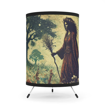 Tripod Table Lamp - Ancient Goddess Walking Through Majestic Field