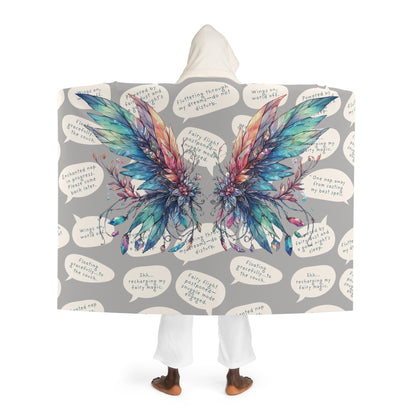 Fantasy Fairy Wing & Crystal Hooded Sherpa Blanket with Cute Quotes - Colorful Wings Design, Soft Fleece,