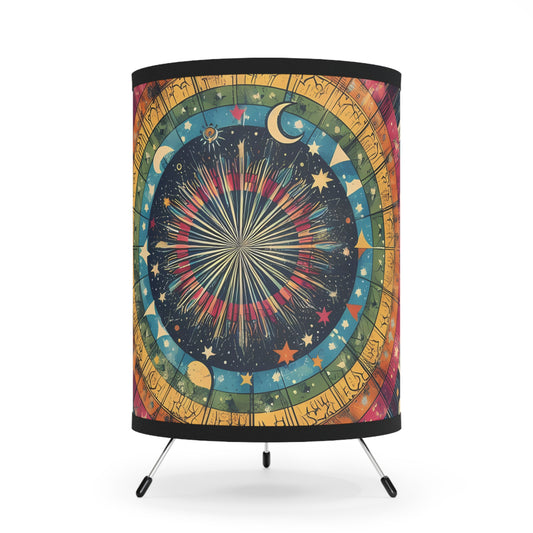 Tripod Table Lamp - Cosmic Rainbow Circles