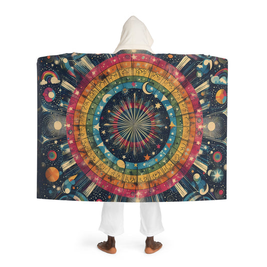 Hooded Fleece Blanket - Cosmic Rainbow Circles