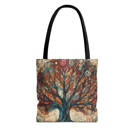 Boho Tree of Life Tote Bag - Versatile Everyday Bag with Intricate Design in Warm Hues