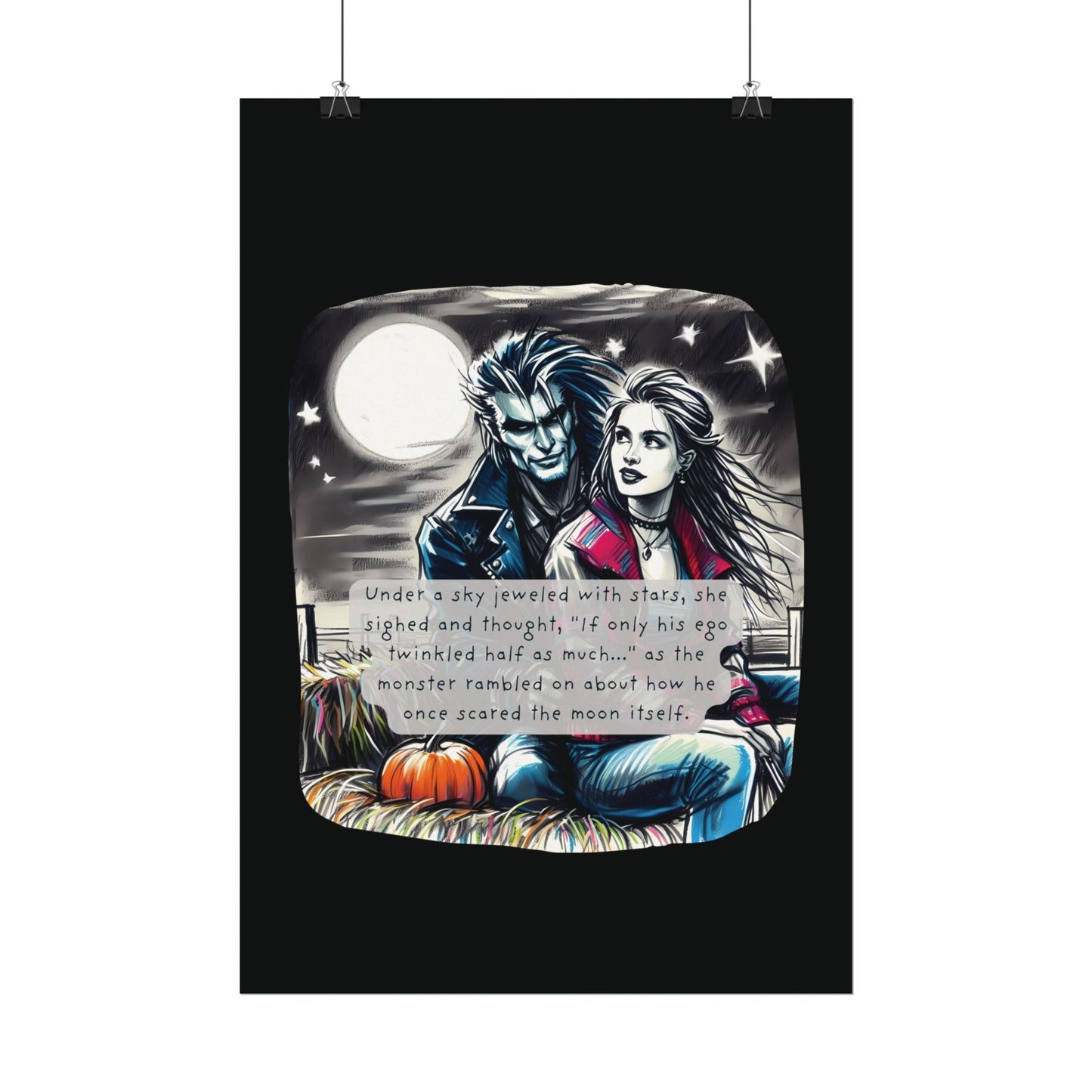 Midnight Harvest Hayride (Beautiful Monsters Collection) - Textured Watercolor Matte Poster