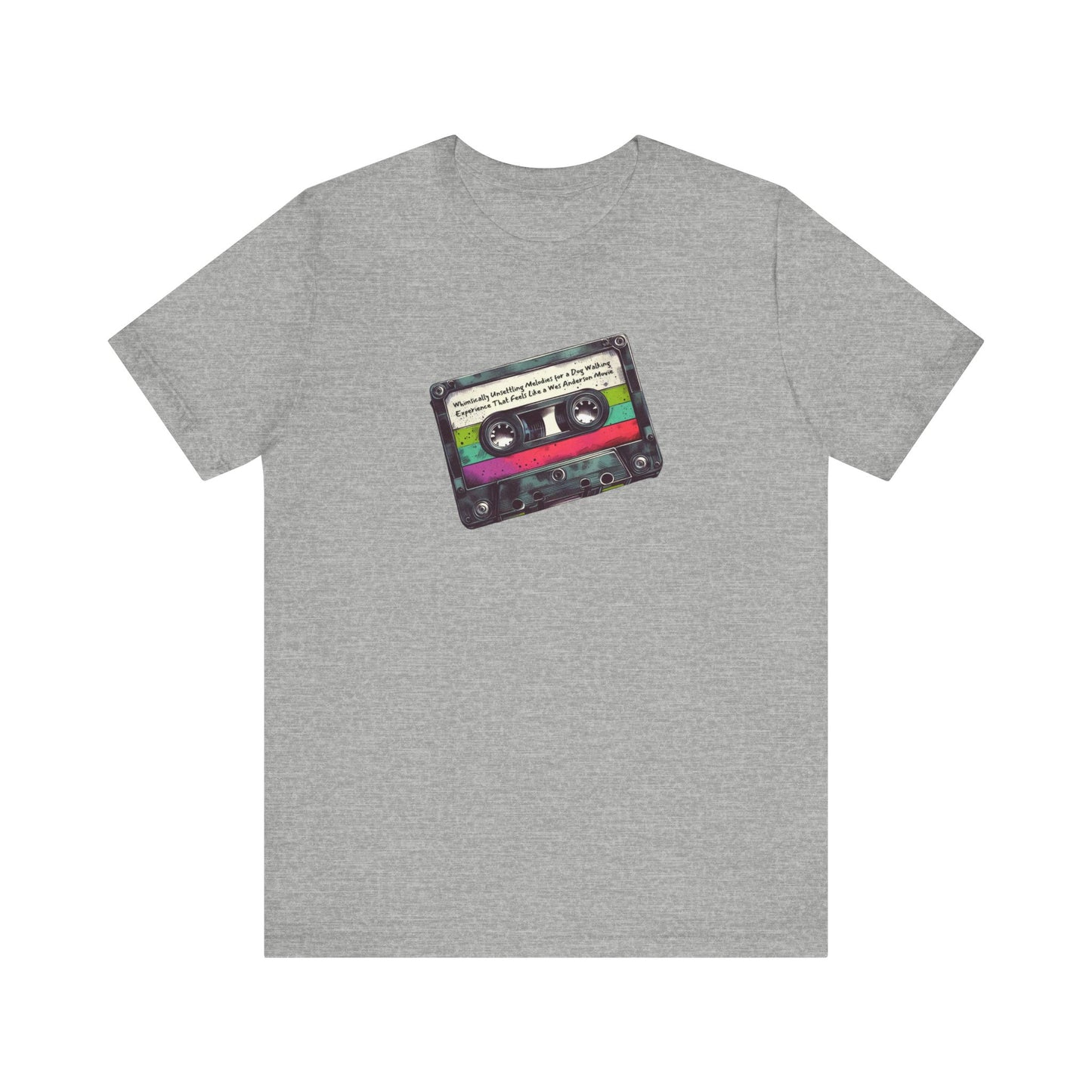 "Whimsically Unsettling Melodies for a Dog Walking Experience That Feels Like a Wes Anderson Movie" Mixtape T-shirt - Unisex Jersey Short Sleeve Tee