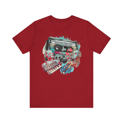 Mixtape T-Shirt - "Synthesized Stardust Melodies" Collage, Unisex Tee with Retro Cassette Tape Design, Great Gift for Music Lovers