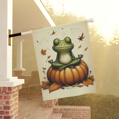 Porch or Yard Flag / Garden Banner - Zen Autumn Frog