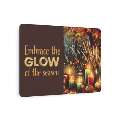 Metal Art Sign - 'Enjoy the Glow of the Season' - Vibrant Home Decor with Candles, Pumpkins, Leaves, Sesaonal Wall Art