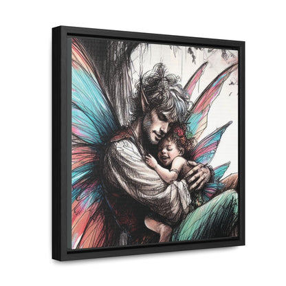 Daddy and Baby Fairy Gallery Wrapped Canvas Print - Sweet Fatherly Bond Wall Art for Nurseries or Child's Bedroom