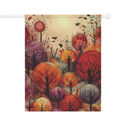 Porch or Yard Flag / Garden Banner - Autumn Whimsical Boho Trees