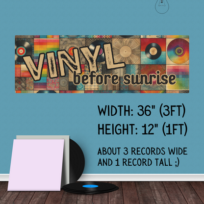 Metal Art Sign - "Vinyl Before Sunrise" Vinyl Bliss Rainbow Patchwork