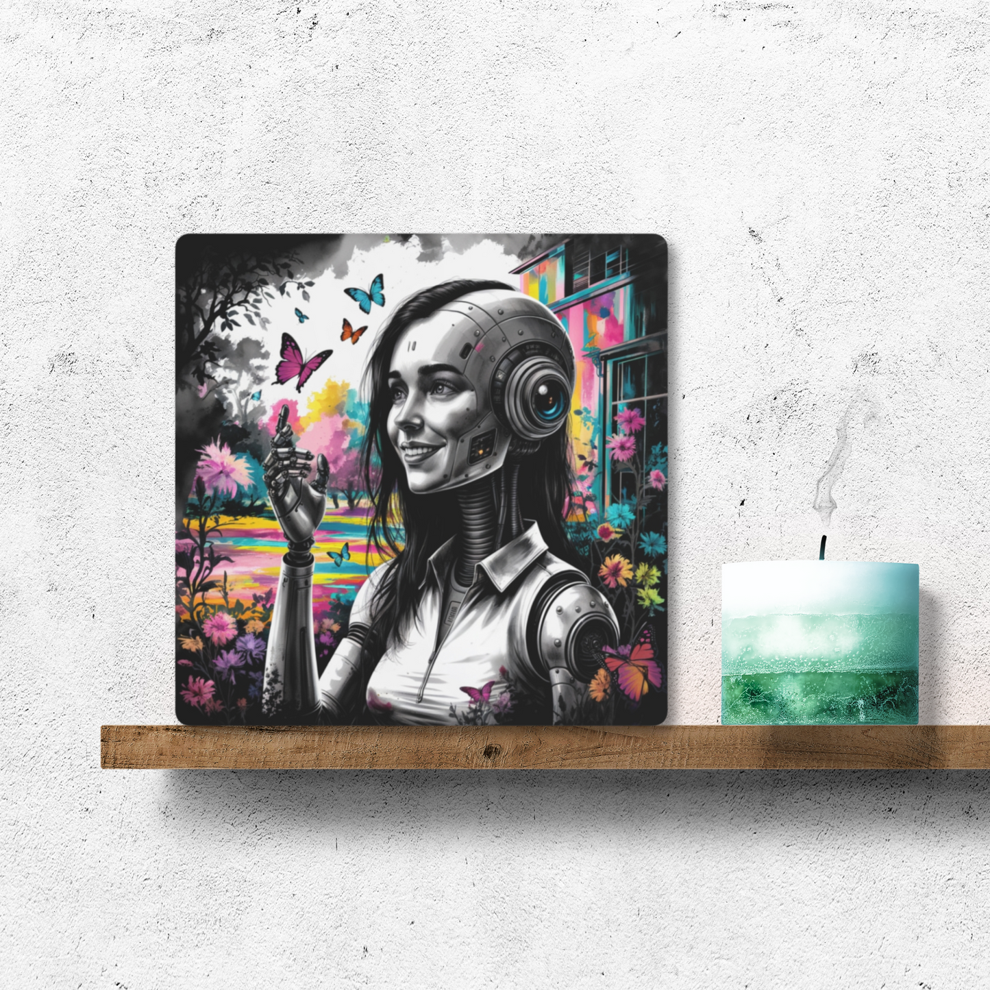 Metal Wall Art - "Robo-Bloom" Retro-Futuristic Robot in a Botanical Garden