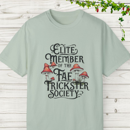 Fae Trickster Society Comfort Colors Tee – Fairycore T-Shirt with Mushrooms, S-4XL