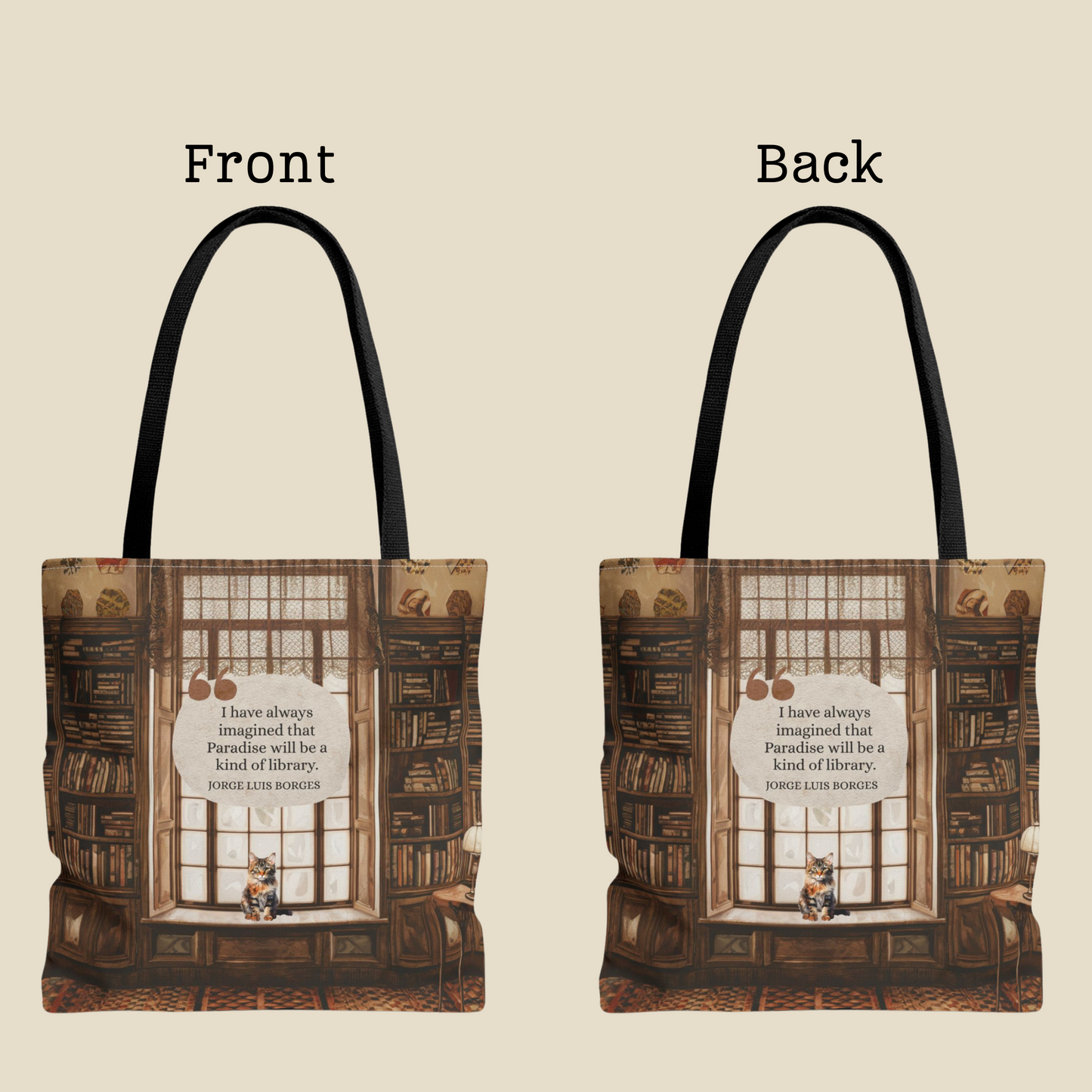 Paradise Library Tote Bag | Jorge Luis Borges Quote | Book Lover Gift