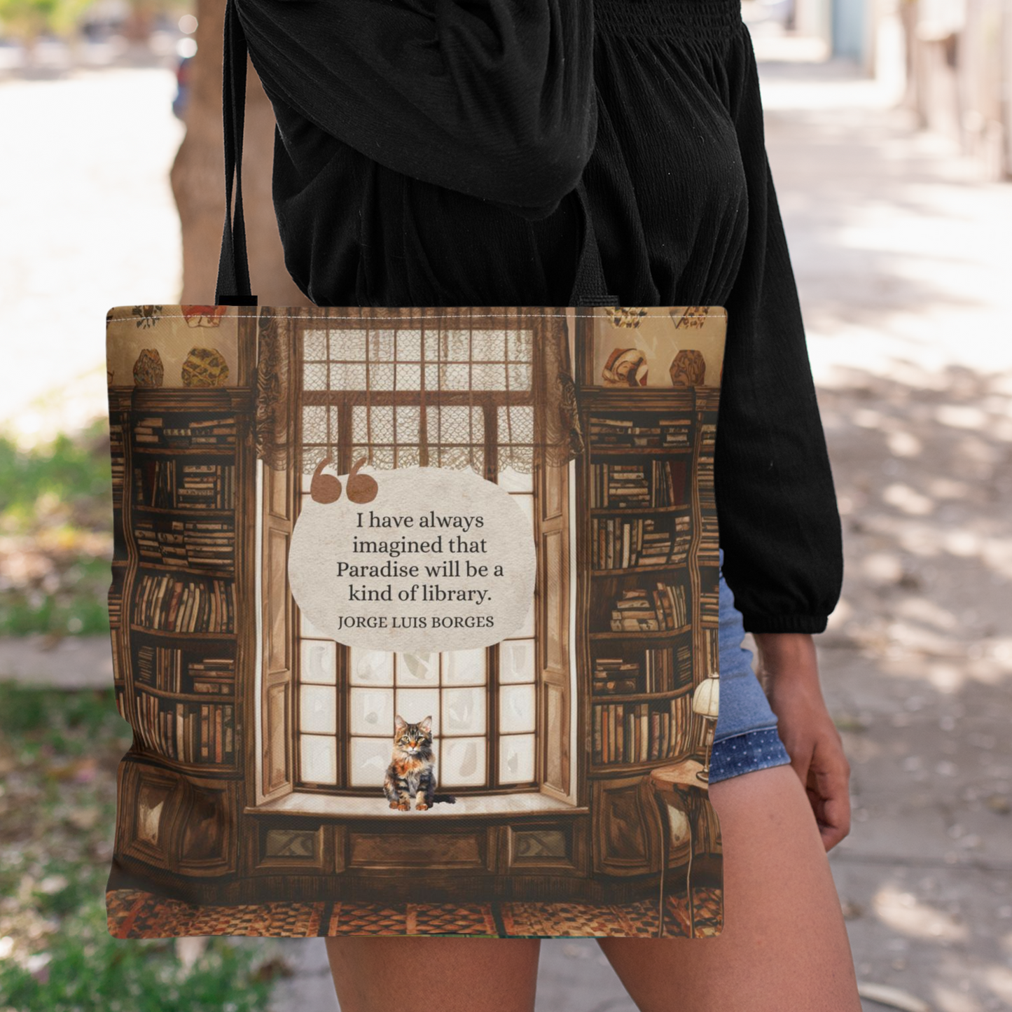 Paradise Library Tote Bag | Jorge Luis Borges Quote | Book Lover Gift