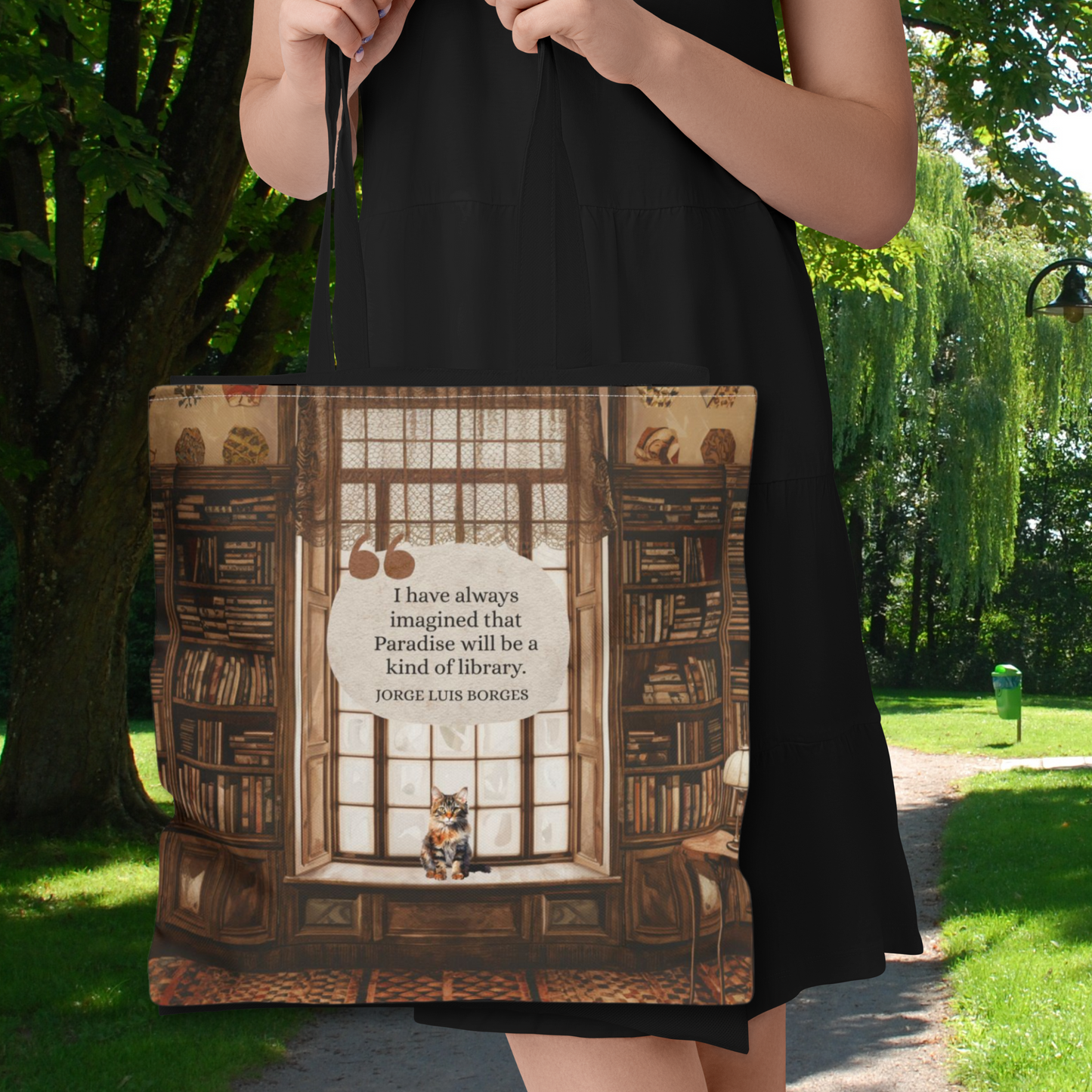 Paradise Library Tote Bag | Jorge Luis Borges Quote | Book Lover Gift