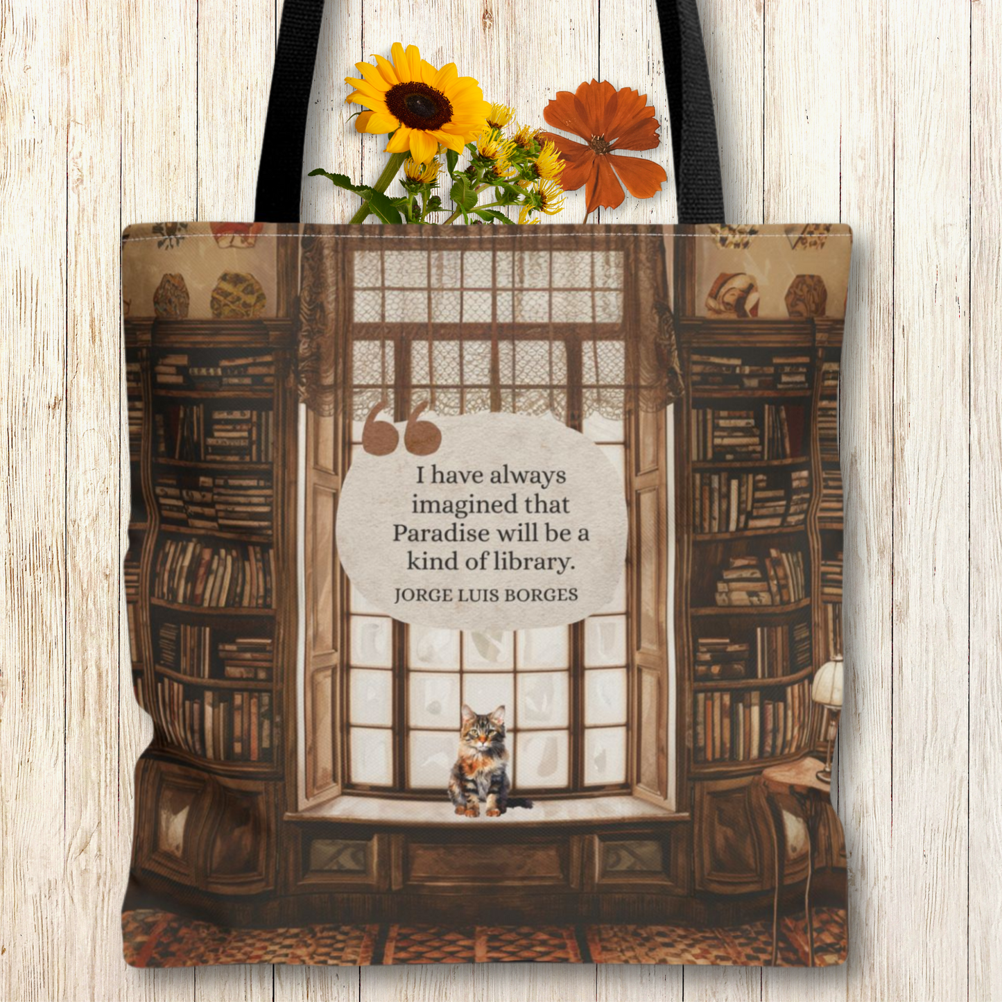 Paradise Library Tote Bag | Jorge Luis Borges Quote | Book Lover Gift