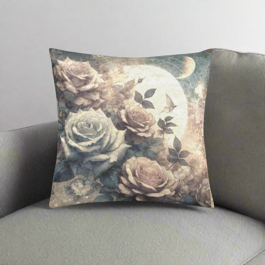 Crushed Velvet Throw Pillow - Celetstial Antique Roses