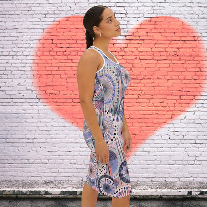 Racerback Dress - Purple Retro Dandelion