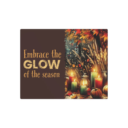 Metal Art Sign - 'Enjoy the Glow of the Season' - Vibrant Home Decor with Candles, Pumpkins, Leaves, Sesaonal Wall Art